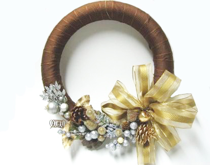 Ribbon Wrapped Wreath with Bow