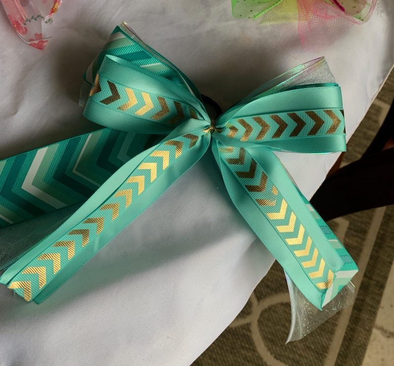 pretty blue ponytail holder bow