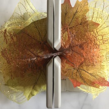 Add Layers of Scrunched Tulle and Leaves