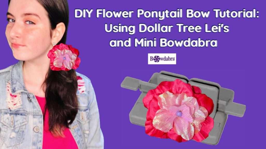 How to make a playful Bowdabra ponytail holder from an affordable dollar store lei