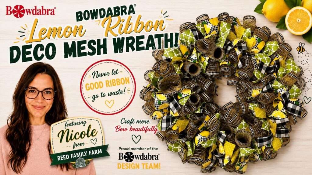 Learn how to make a beautiful lemon-themed deco mesh wreath